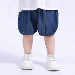 Dark Blue Ankle-Tied Basic Shorts For Baby Girl Image