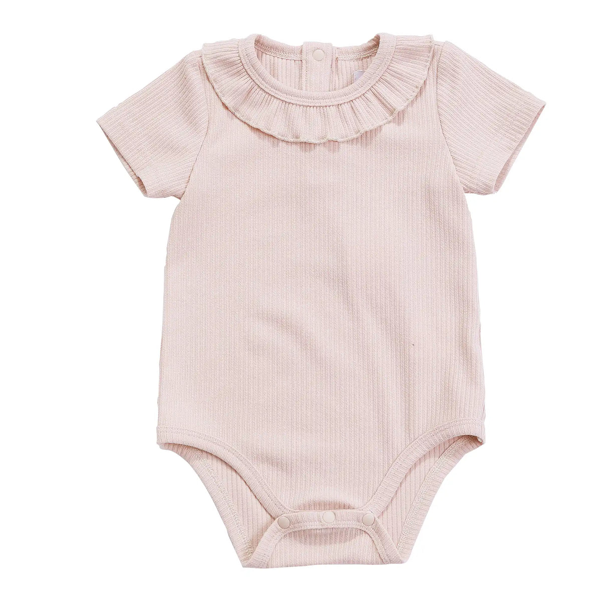 Beige Plain Basic Romper For Baby Girl Image