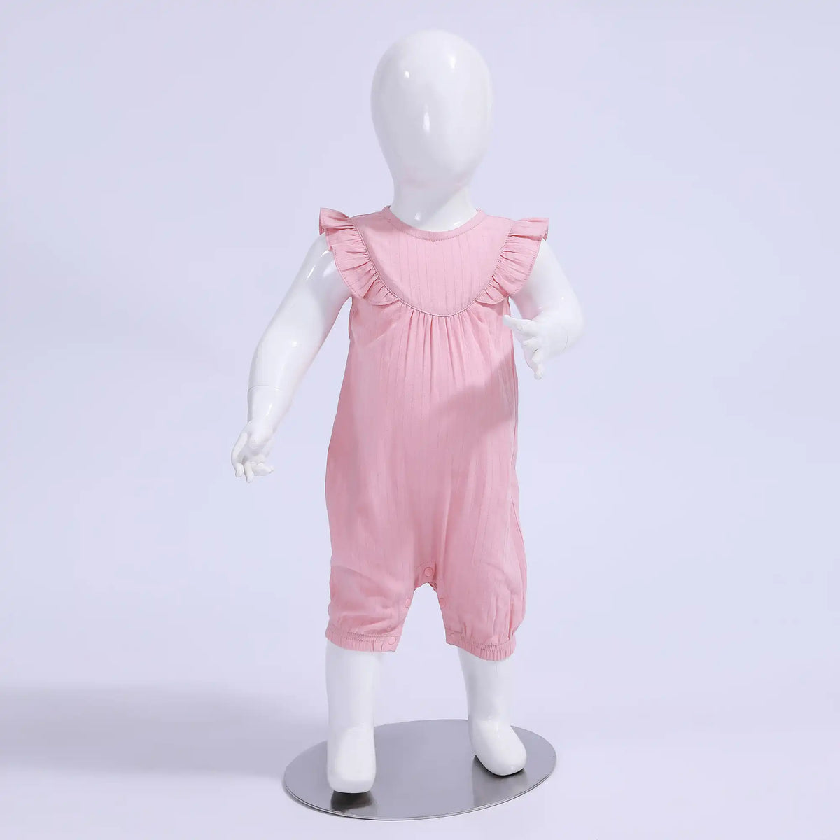 Pink Jacquard Basic Romper For Baby Girl Image