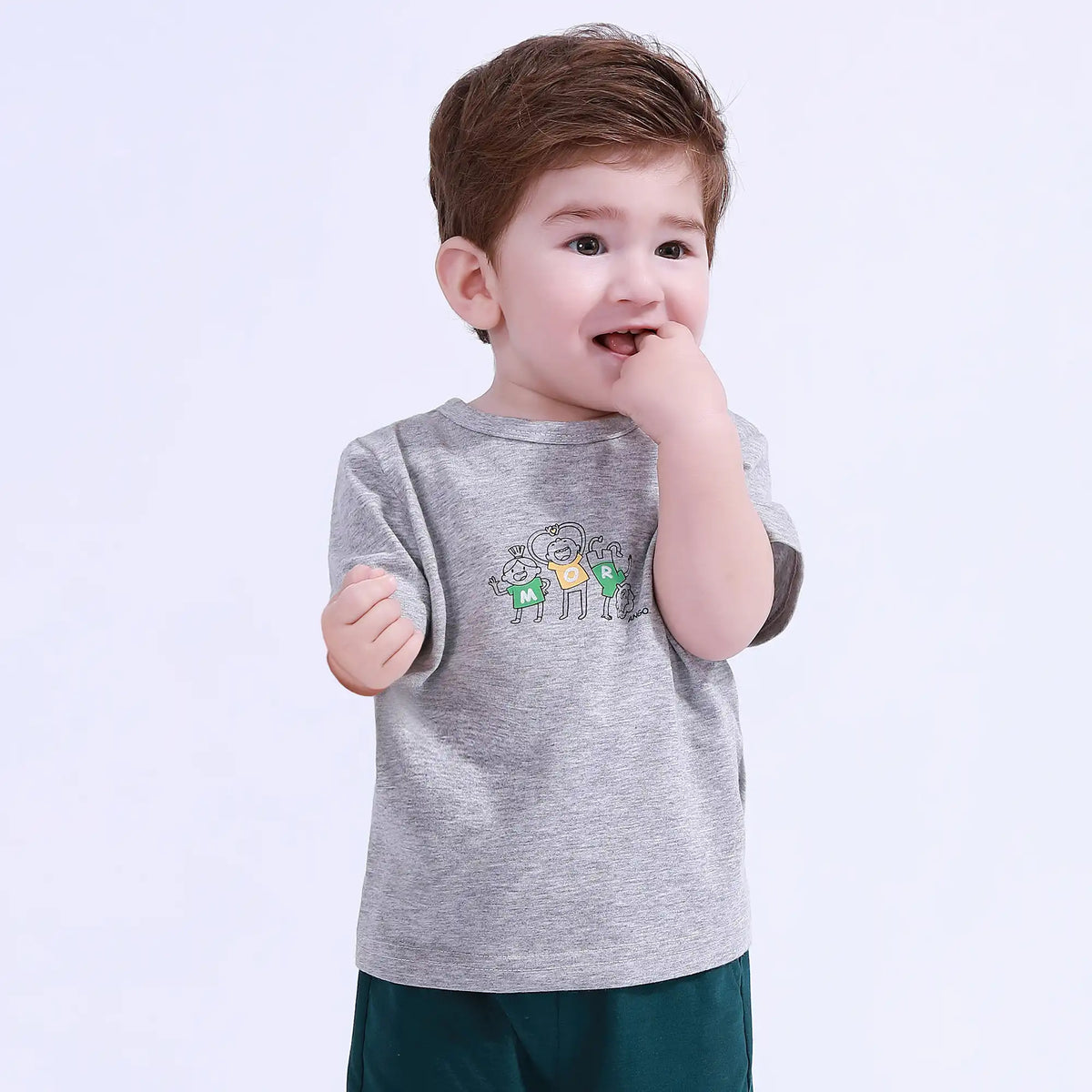 Gray Printed Sport Basic T.Shirt For Baby Boy Image