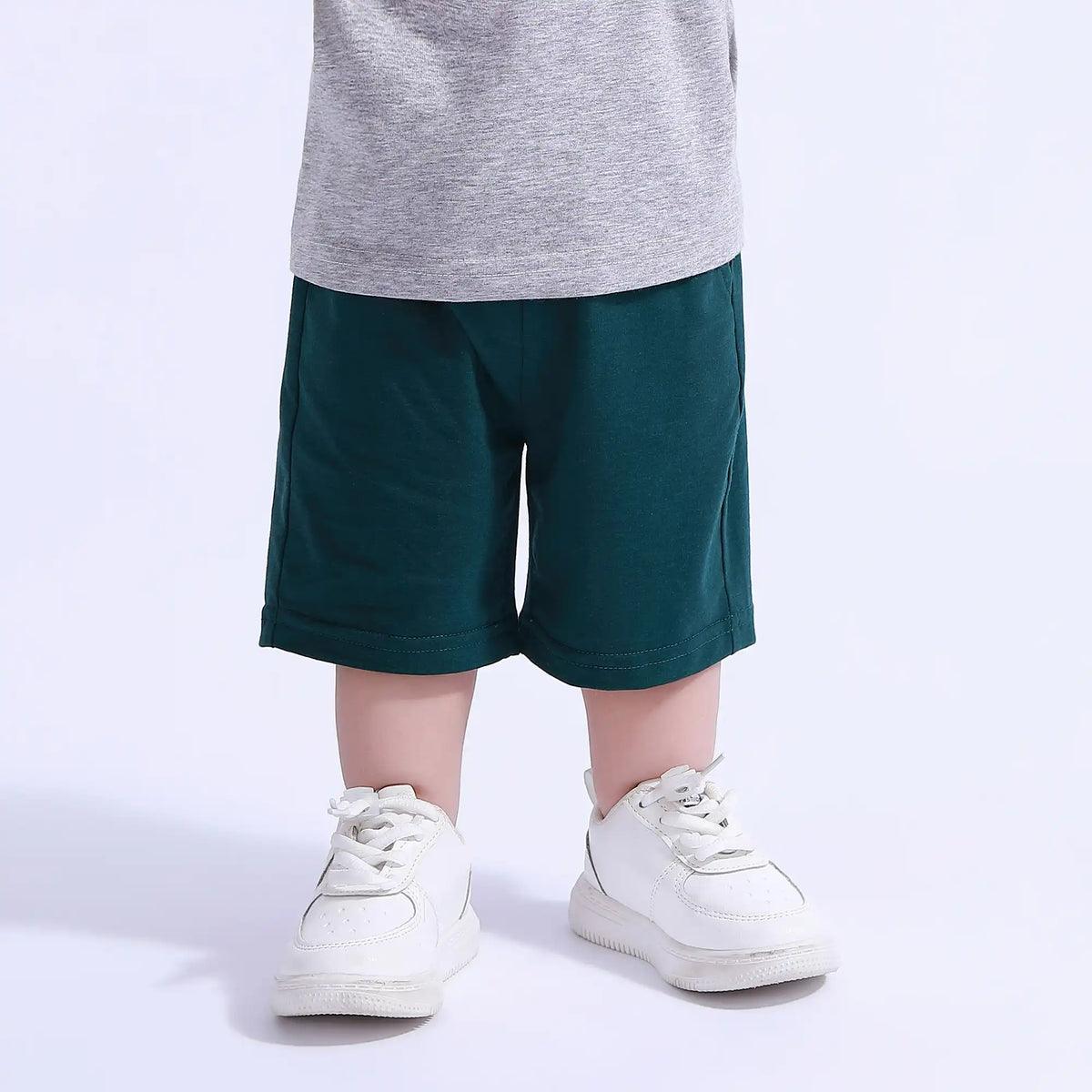Dark Green Baggy Sport Basic Shorts For Baby Boy Image