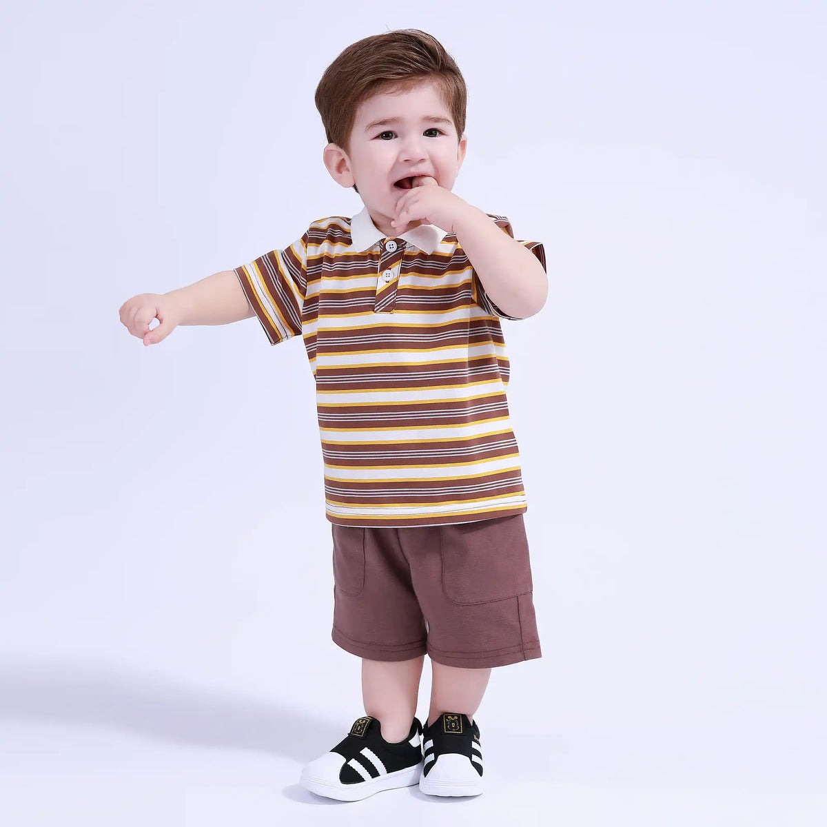 Striped Sport Basic Polo Shirt For Baby Boy Image