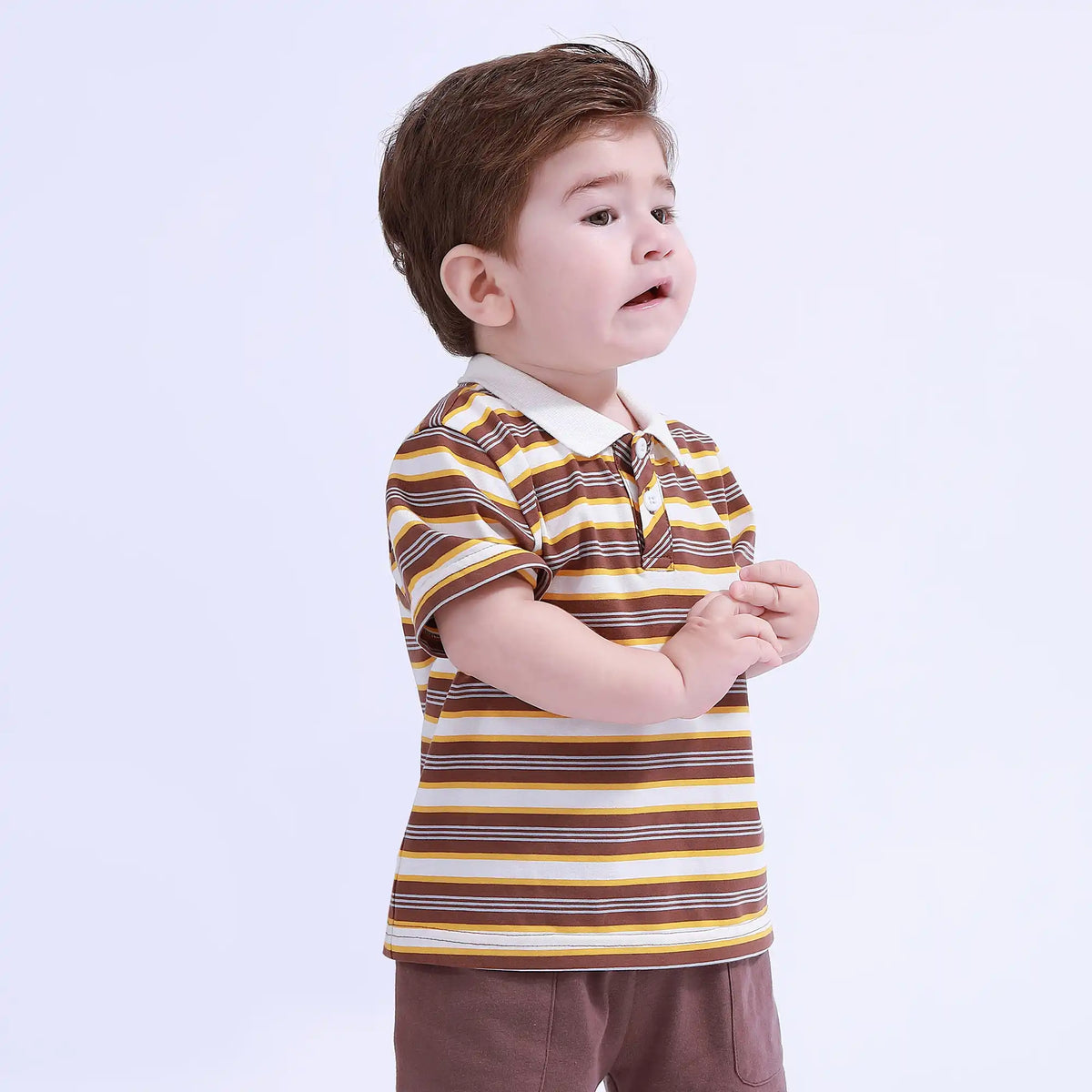 Striped Sport Basic Polo Shirt For Baby Boy Image