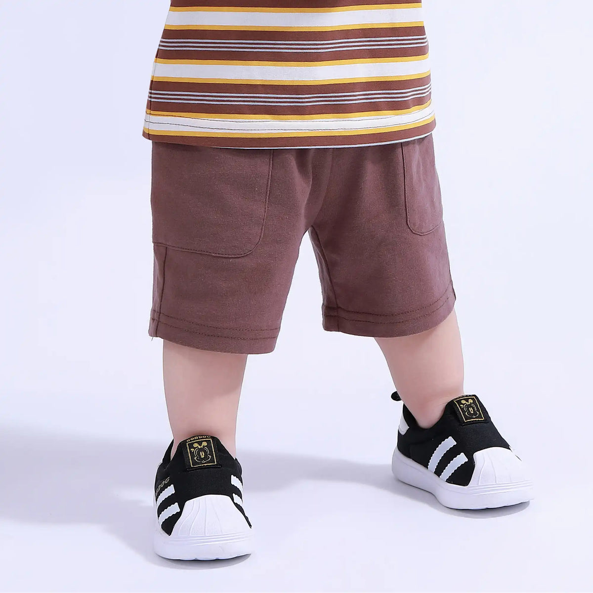 Brown Baggy Sport Basic Shorts For Baby Boy Image