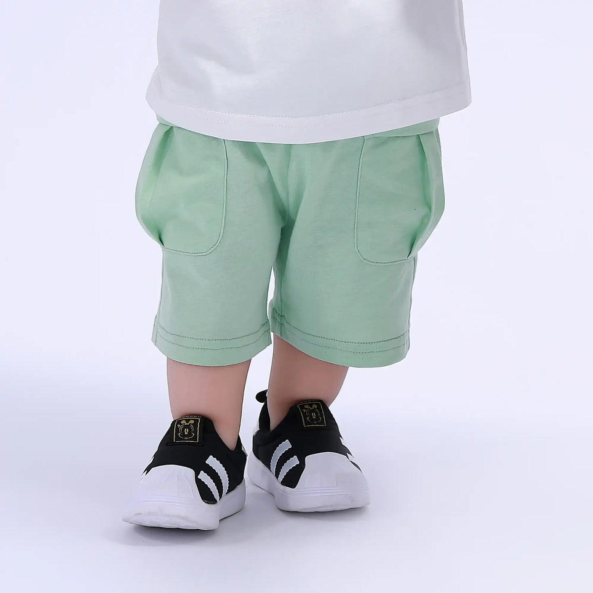 Light Green Baggy Sport Basic Shorts For Baby Boy Image