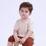 Beige Printed Sport Basic T.Shirt For Baby Boy Image