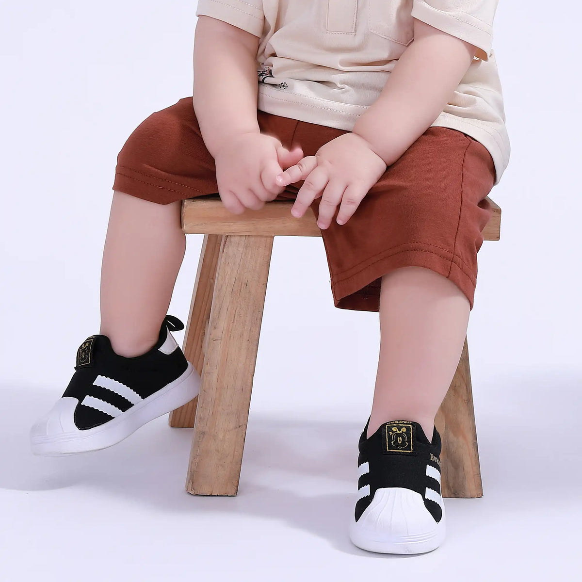 Brown Baggy Sport Basic Shorts For Baby Boy Image