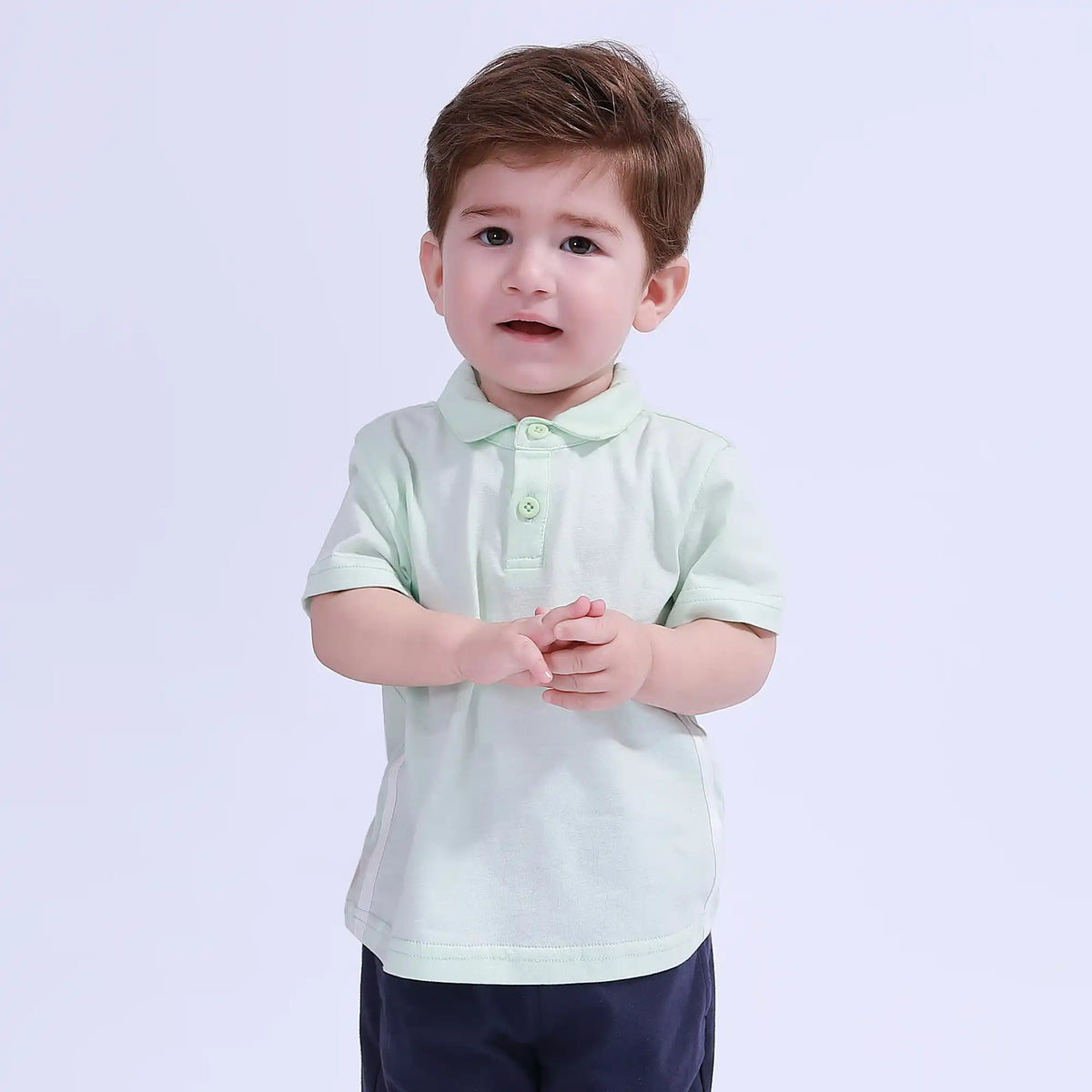 Light Green Plain Sport Basic Polo Shirt For Baby Boy Image