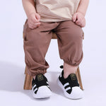 Brown Ankle-Tied Basic Pants For Baby Boy Image