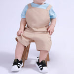 Khaki Plain Basic Overalls For Baby Boy Image