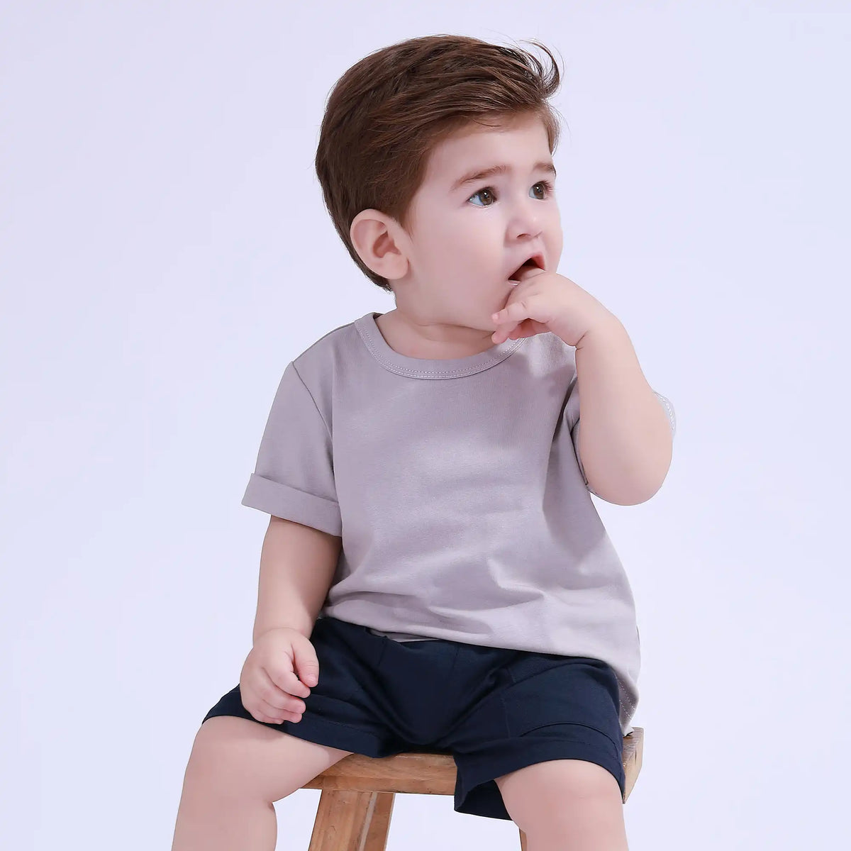 Gray Plain Basic T.Shirt For Baby Boy Image