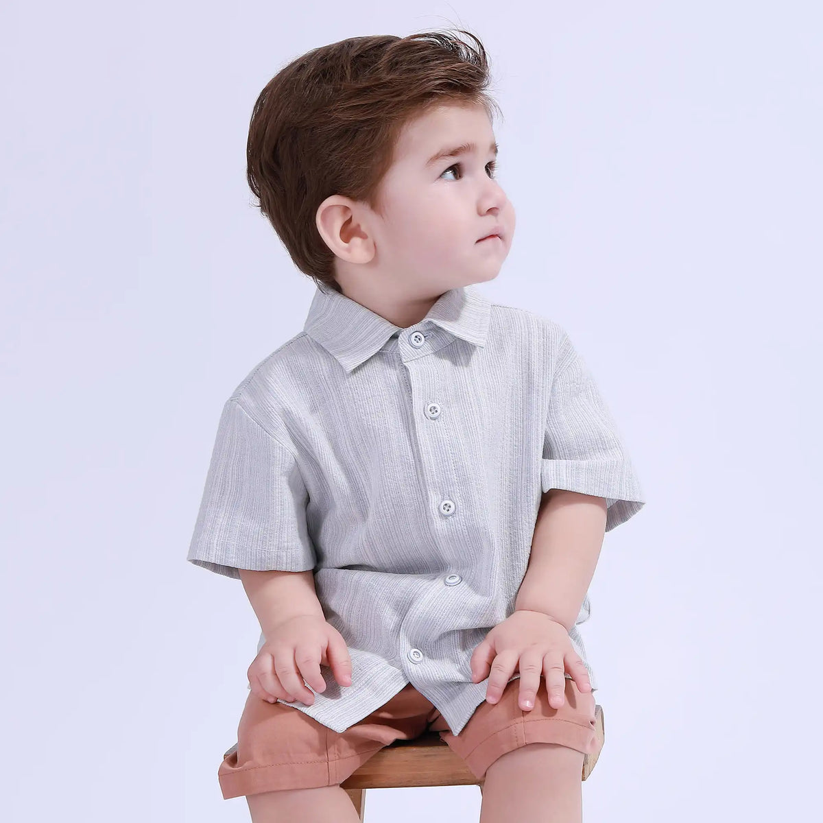 Light Blue Stripes Striped Basic Shirt For Baby Boy Image
