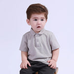 Gray Plain Basic Polo Shirt For Baby Boy Image