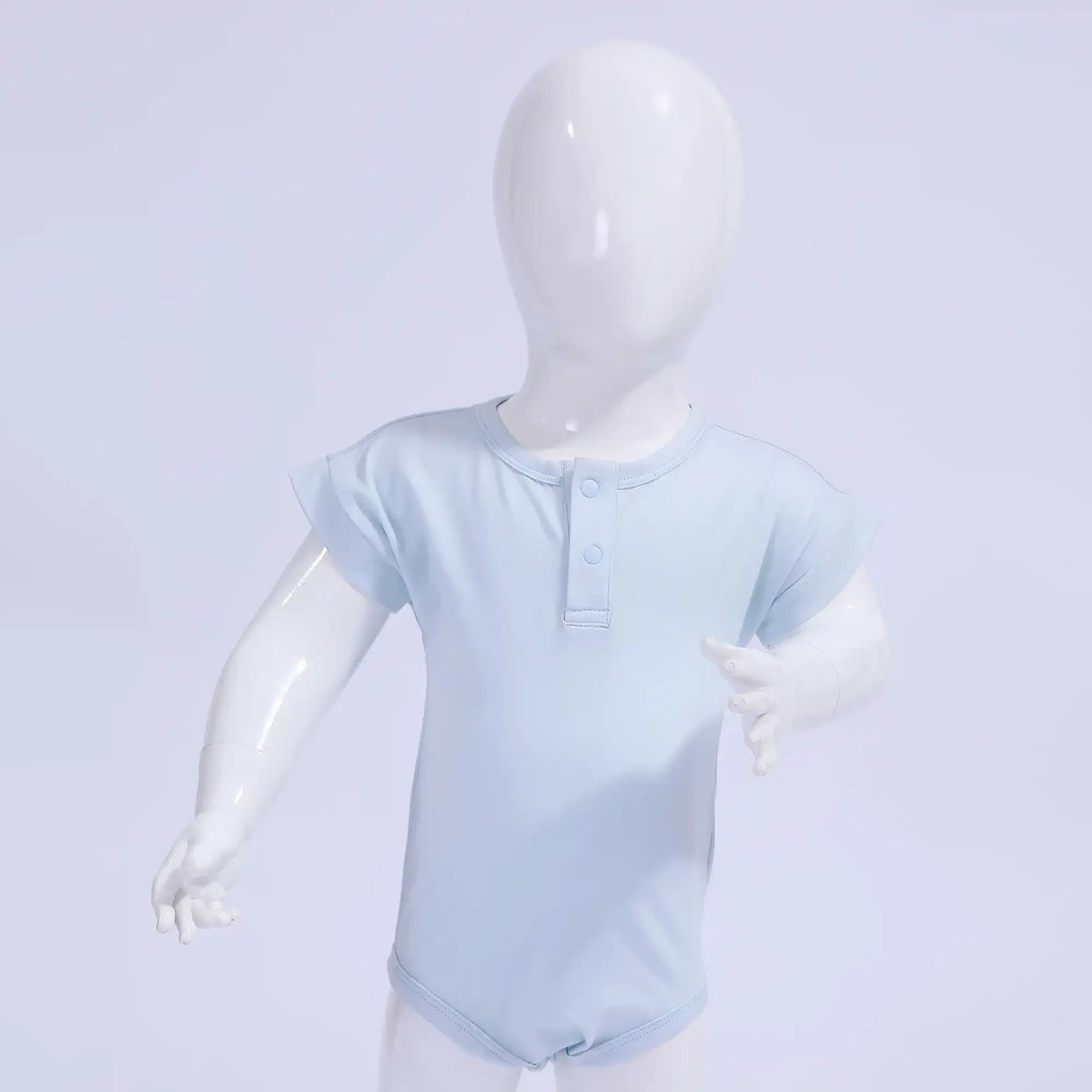 Light Blue Plain Basic Romper For Baby Boy Image