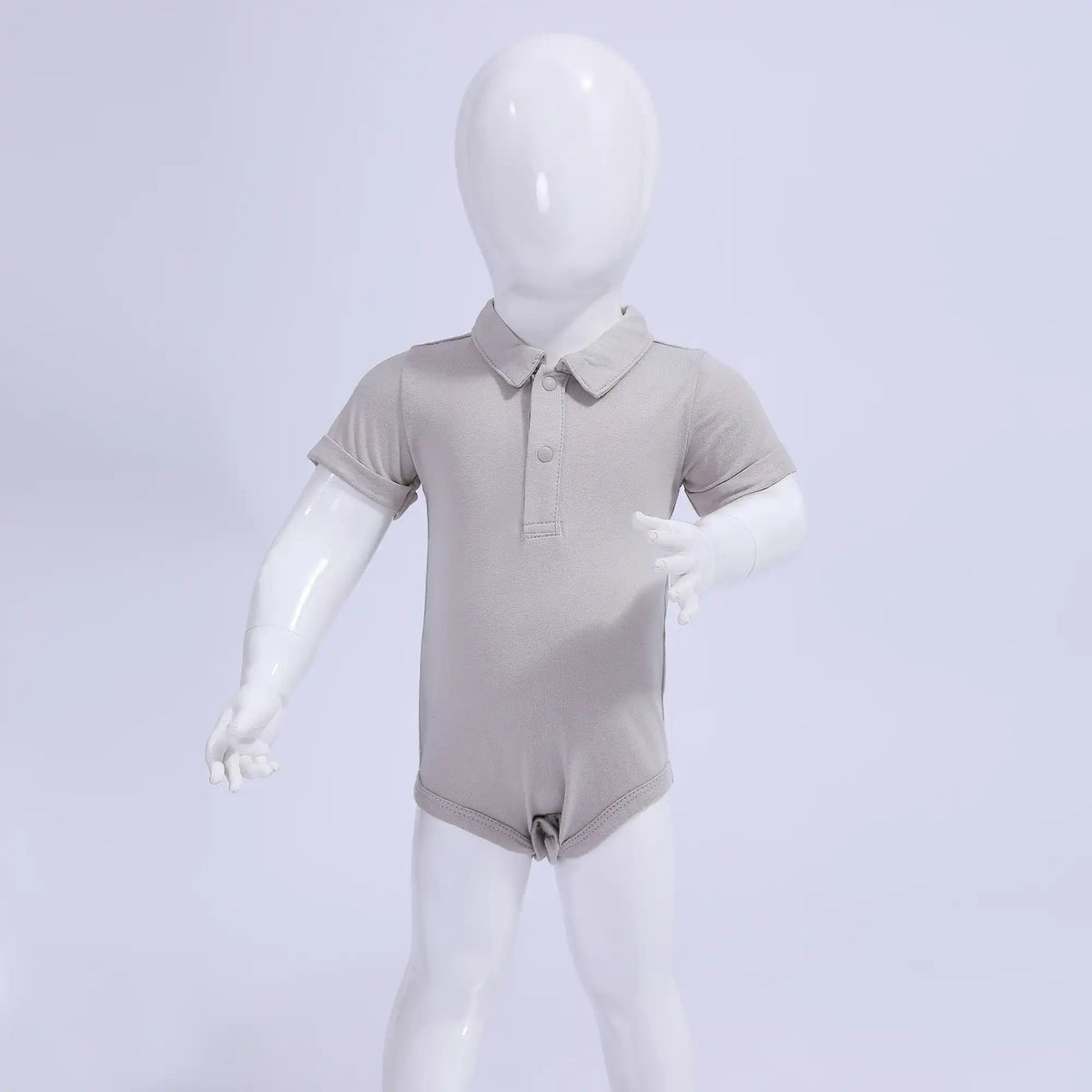 Light Gray Plain Basic Romper For Baby Boy Image