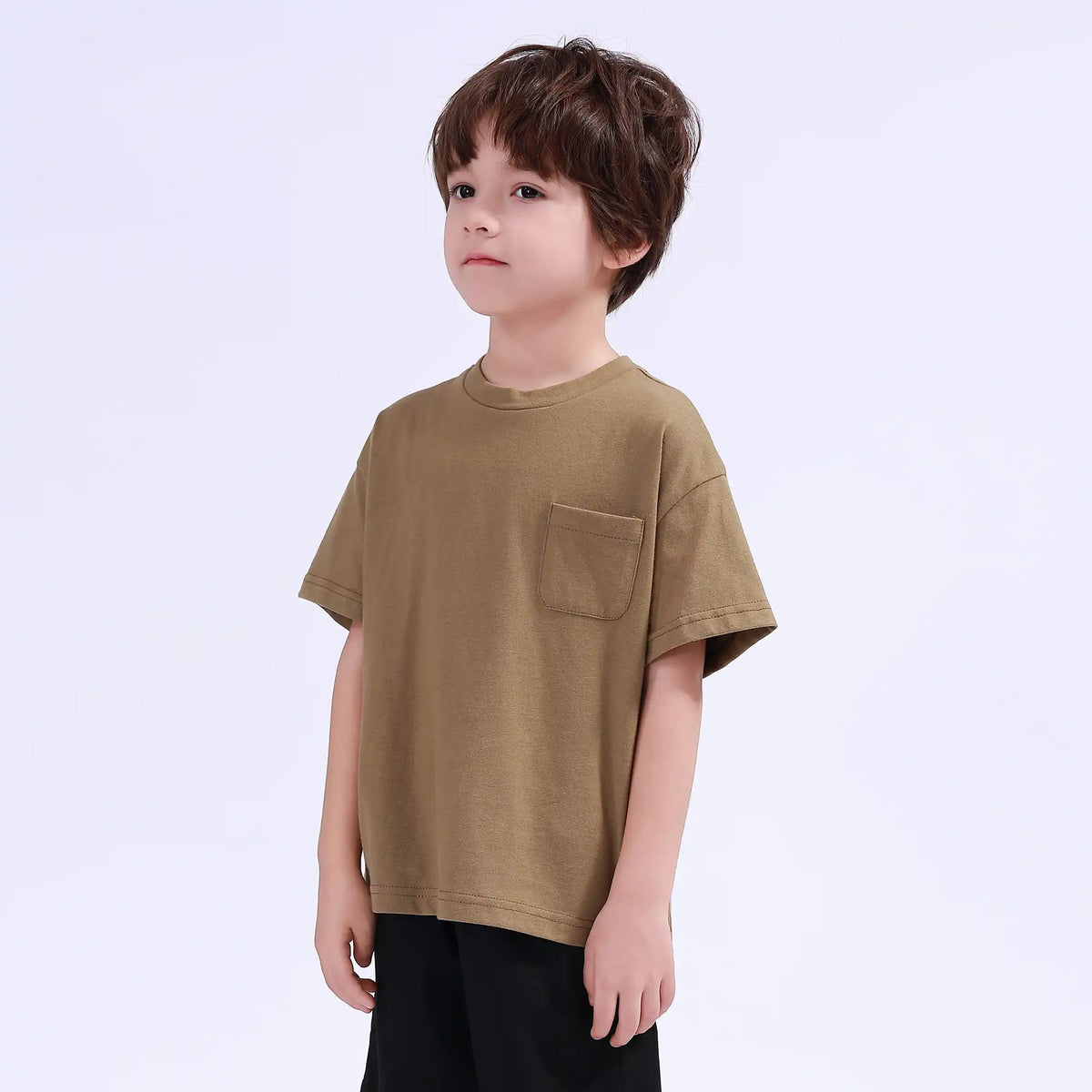 Army Green Plain Basic T.Shirt For Boys Image