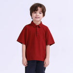 Wine Red Plain Basic Polo Shirt For Boys Image