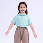 Ice Blue Plain Basic Polo Shirt For Girls Image