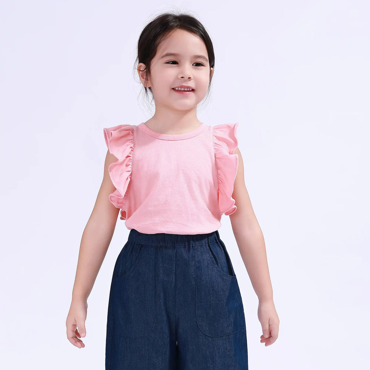 Pink Plain Basic Vest For Girls Image