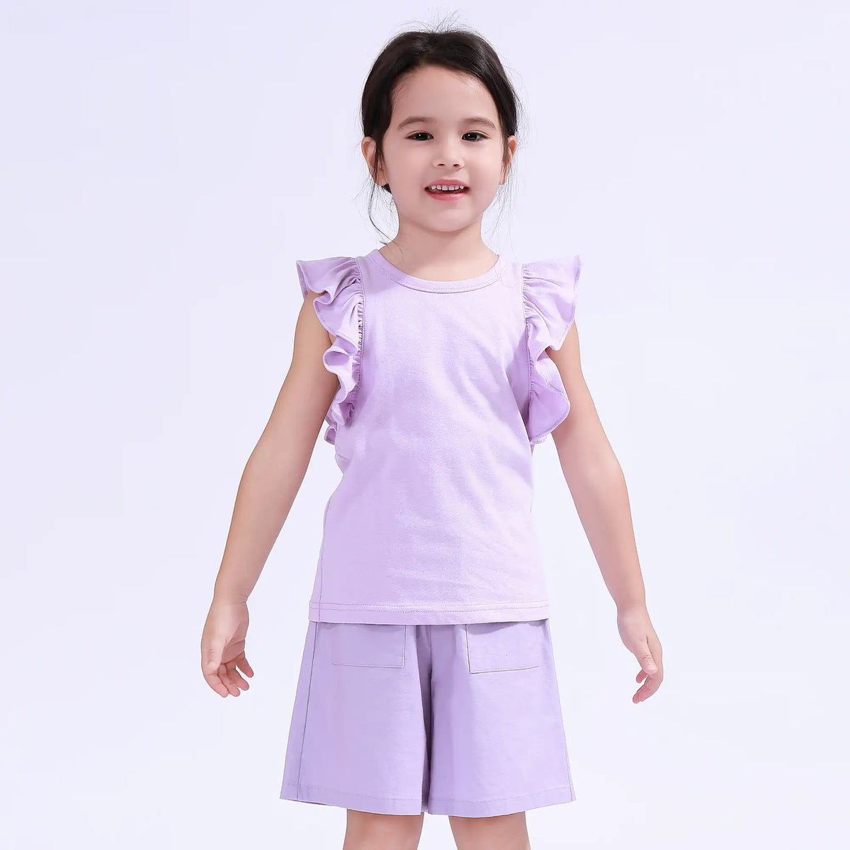 Purple Plain Basic Vest For Girls Image