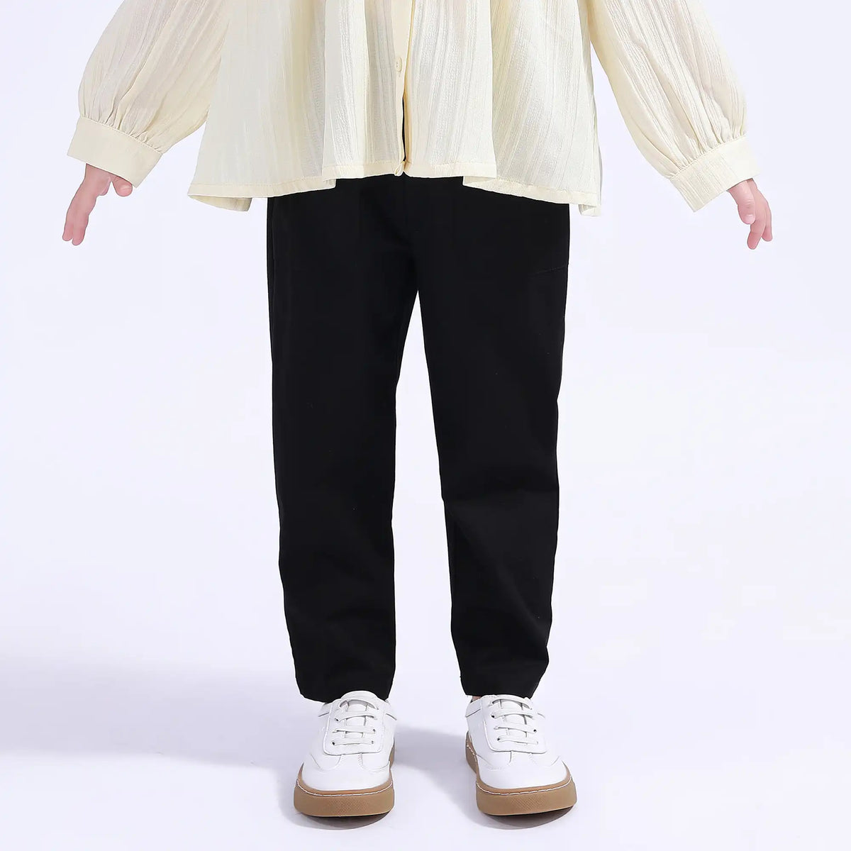 Black Ordinary Basic Pants For Girls Image