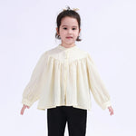Light Yellow Striped Basic Shirt For Girls Image