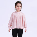Pink Striped Basic Shirt For Girls Image