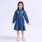 Navy Floral Galabia For Girls Image