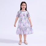 Purple Printed Galabia For Girls Image