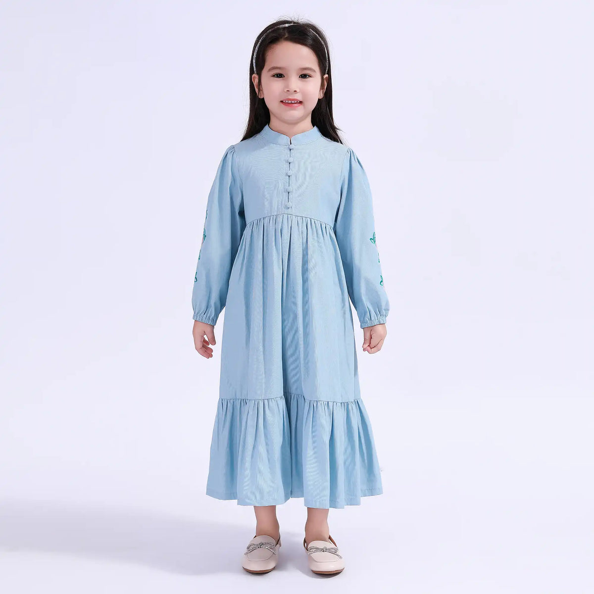 Blue Floral Galabia For Girls Image