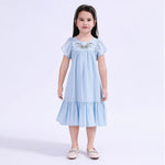 Sky Blue Floral Galabia For Girls Image
