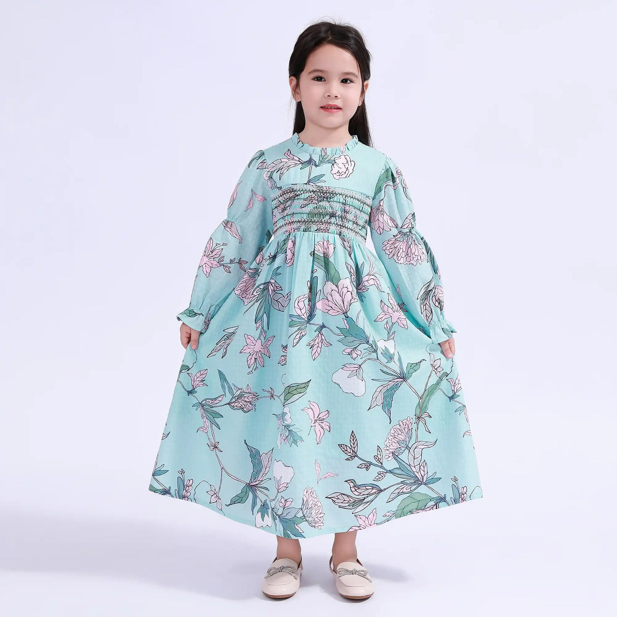 Blue Floral Galabia For Girls Image
