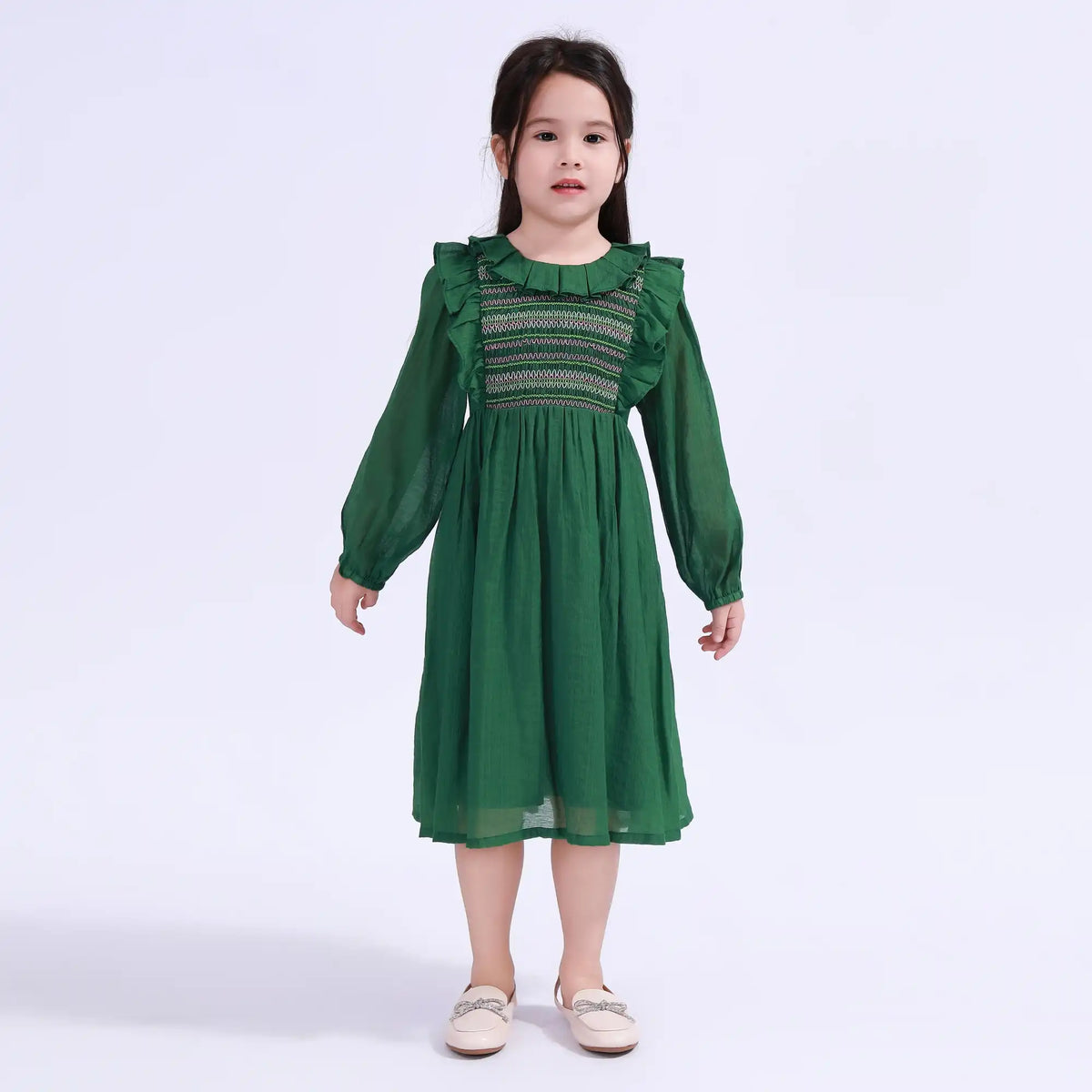 Green Embroidery Galabia For Girls Image