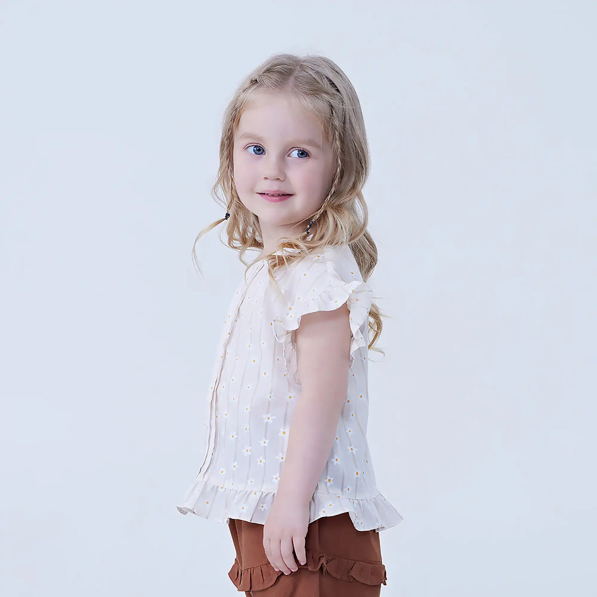 Floral Linen Blouse For Baby Girl Image