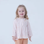 Light Orange Checked Linen Blouse For Baby Girl Image