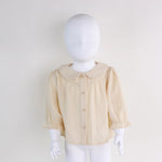 Beige Plain Linen Shirt For Baby Girl Image