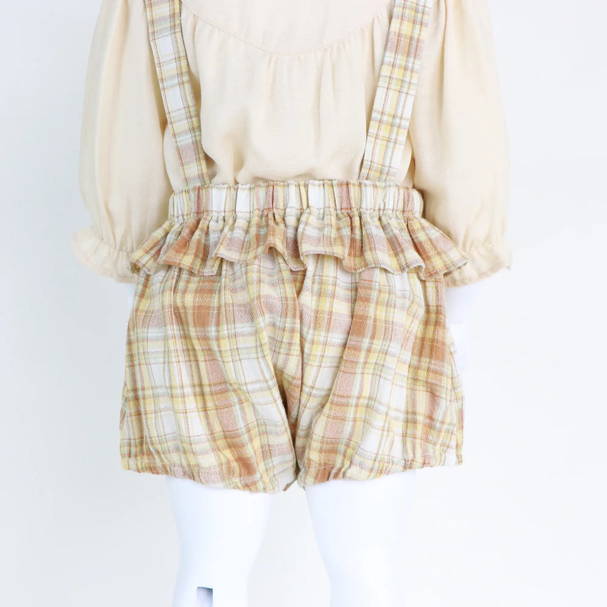 Checked Linen Overalls For Baby Girl Image