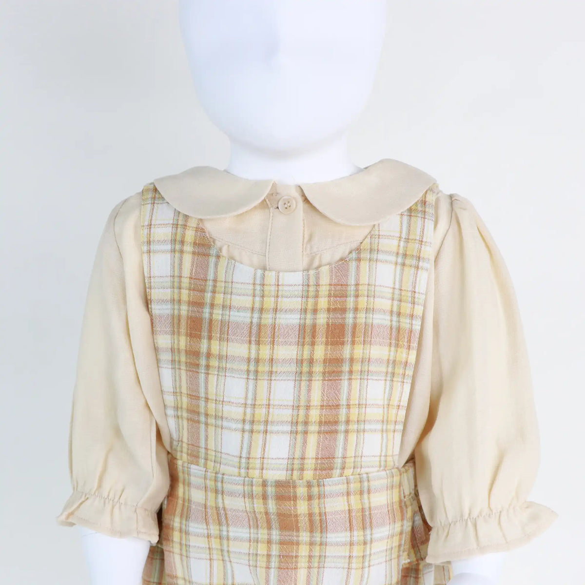 Checked Linen Overalls For Baby Girl Image