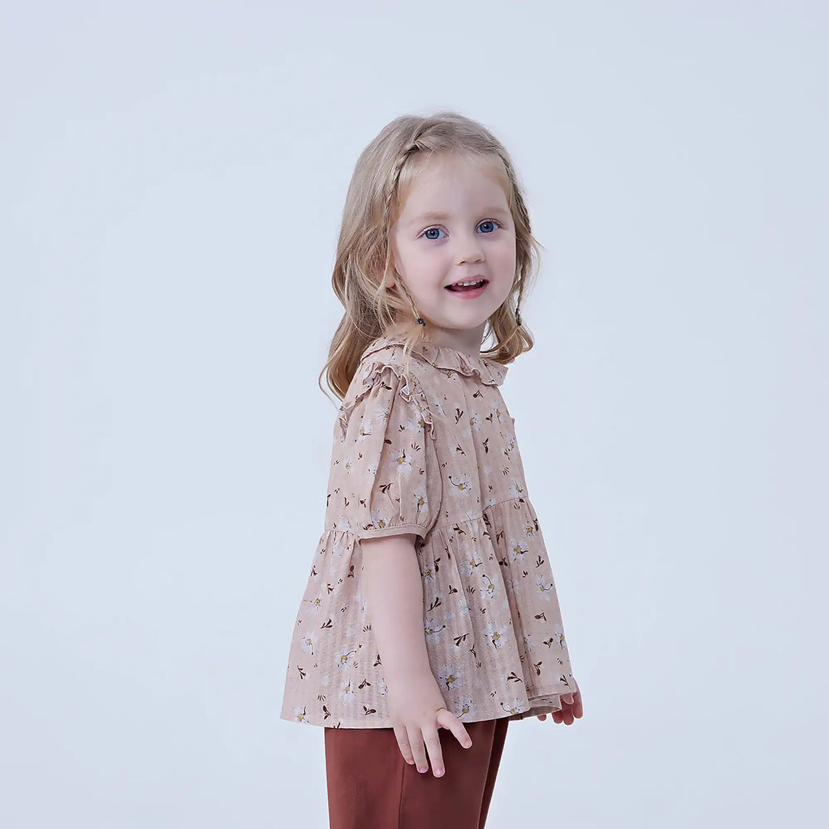 Floral Linen Shirt For Baby Girl Image