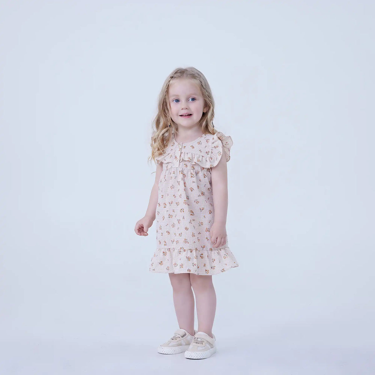 Floral Linen Dress For Baby Girl Image