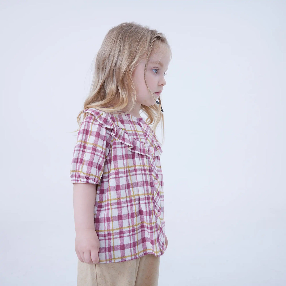 Checked Linen Shirt For Baby Girl Image