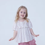 Pink Striped Linen Blouse For Baby Girl Image