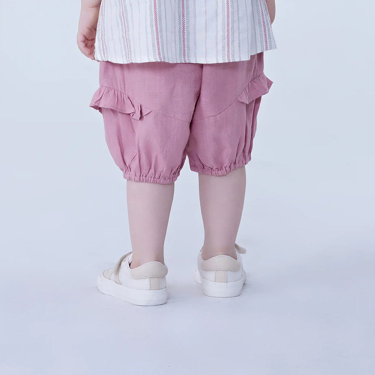 Ankle-Tied Linen Shorts For Baby Girl Image