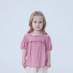 62 | 3-6M Dark Pink 62 | 3-6M,27,58.2,12.8,- Jacquard Linen Blouse For Baby Girl Image