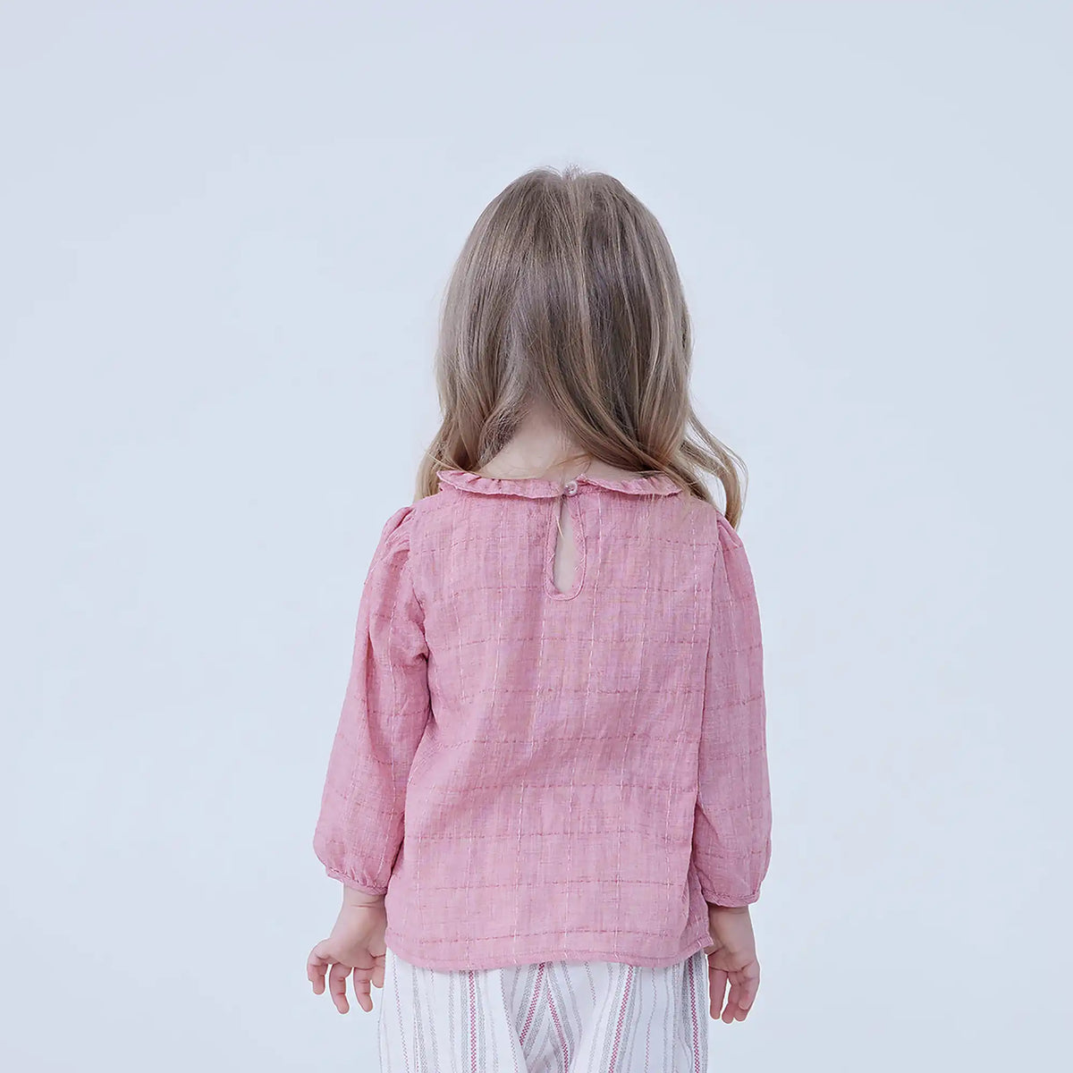 Plain Linen Blouse For Baby Girl Image