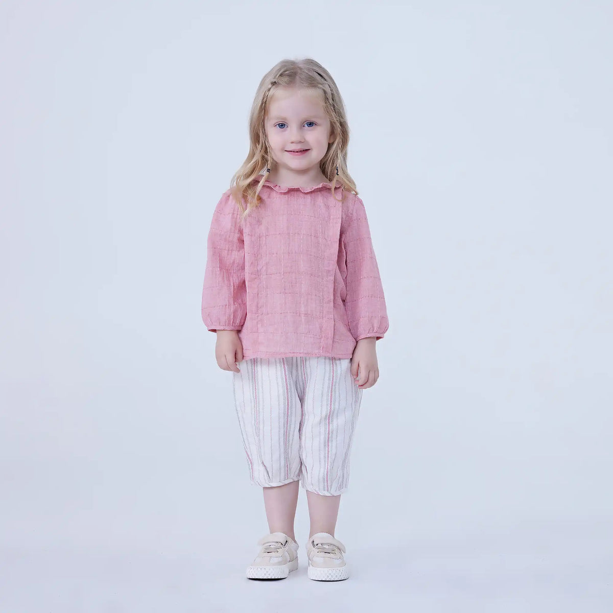 Plain Linen Blouse For Baby Girl Image