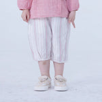Pink Ankle-Tied Linen Shorts For Baby Girl Image