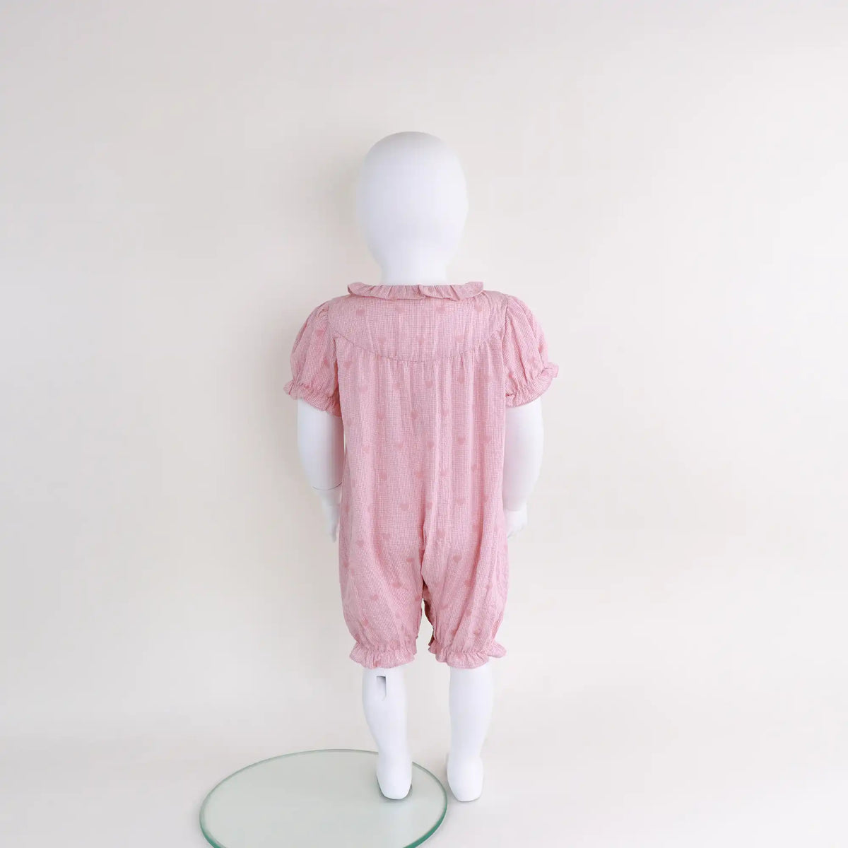 Checked Linen Romper For Baby Girl Image