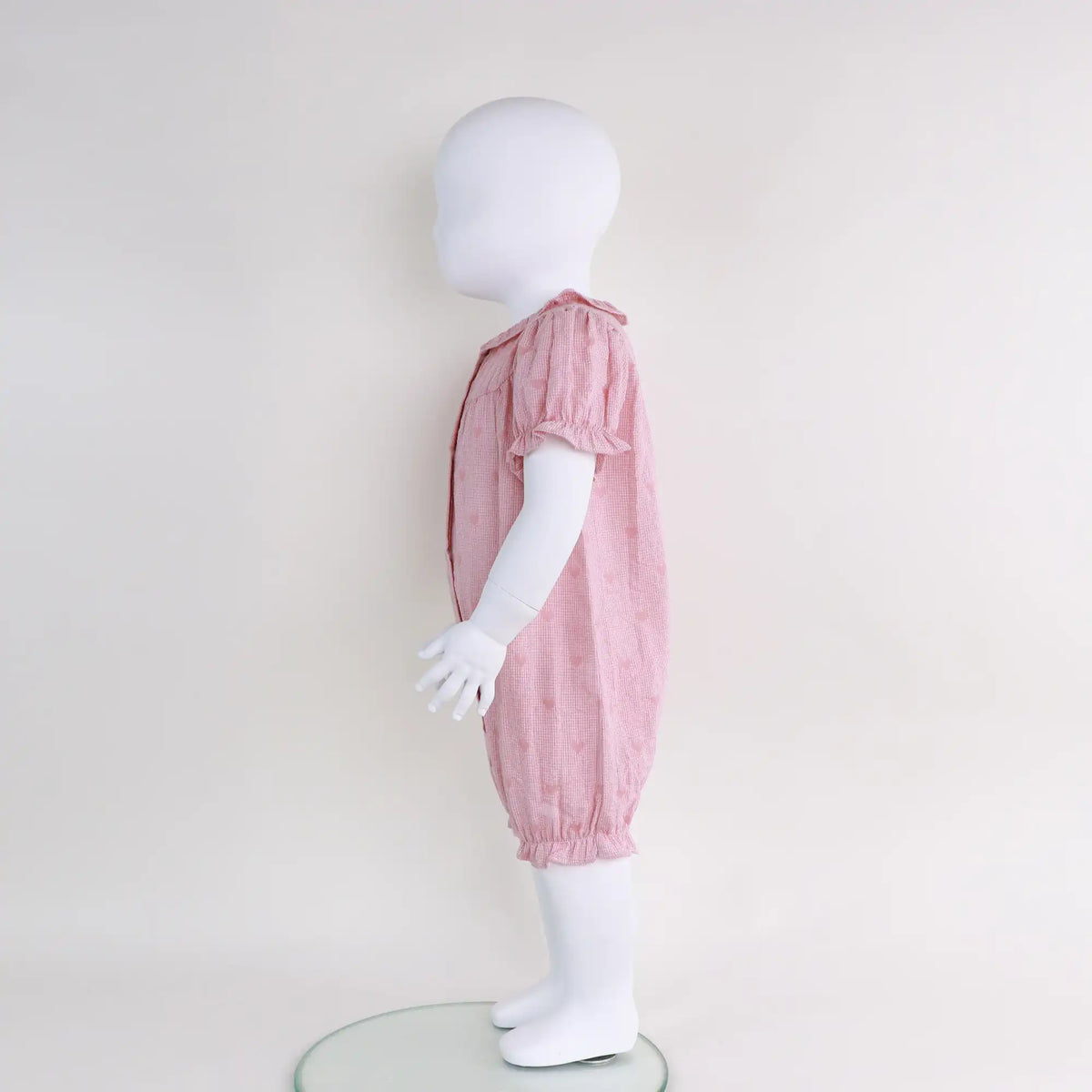 Checked Linen Romper For Baby Girl Image