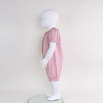 Checked Linen Romper For Baby Girl Image